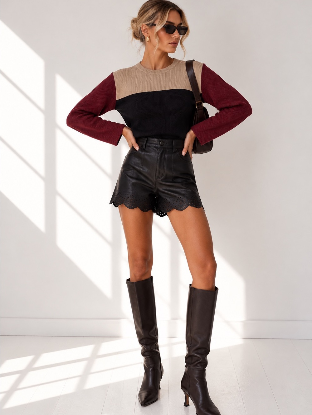 Vintage L’Officiel Colorblock Knit Sweater – Size Small – 90s Minimalist - Picture 2 of 3